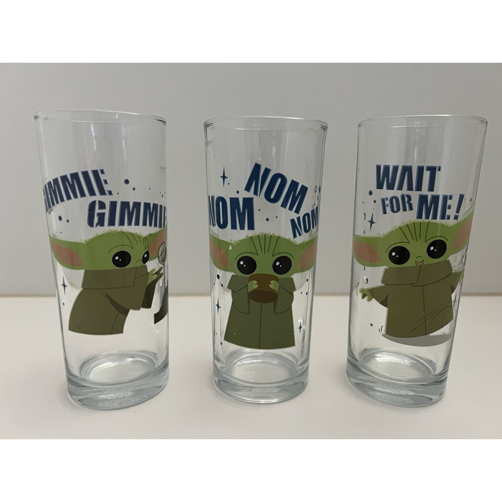 Star Wars Drinking Glass The Mandalorian Grogu The Child 10oz - Set of 3